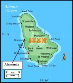 Location of Alamanda Luxury Self Catering Villa, Hole Town, West Coast of Barbados.